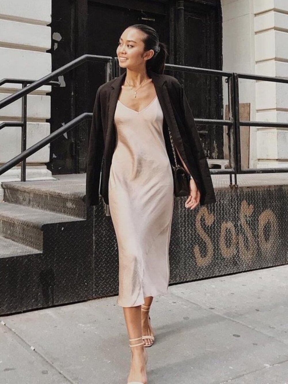 Aritzia Wilfred Only Satin Midi Slip Dress Champagne Tan Size Small